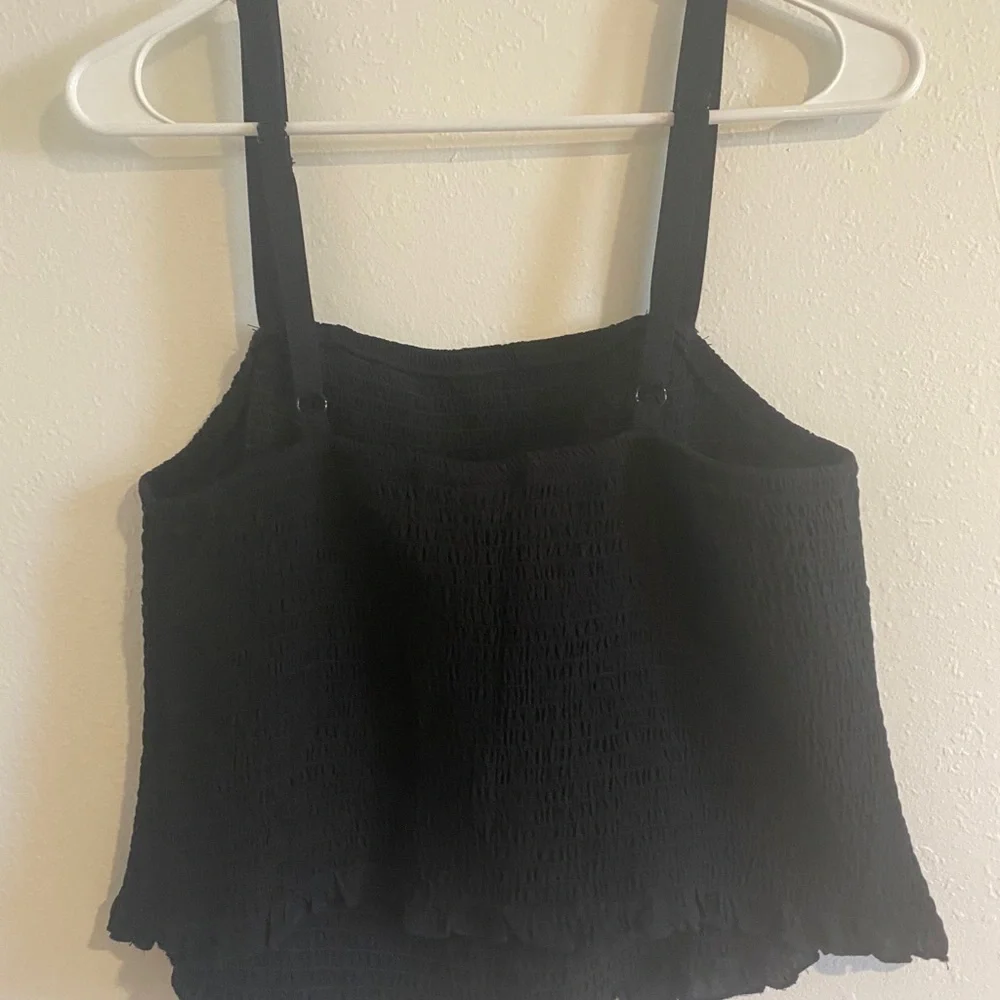 NWT - Torrid 0/12 - Black Smocked Challis Cropped Cami - Picture 6 of 10